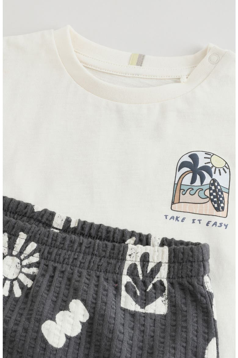 Palm Graphic Cotton T-Shirt & Shorts Set, Alternate, color, GREY