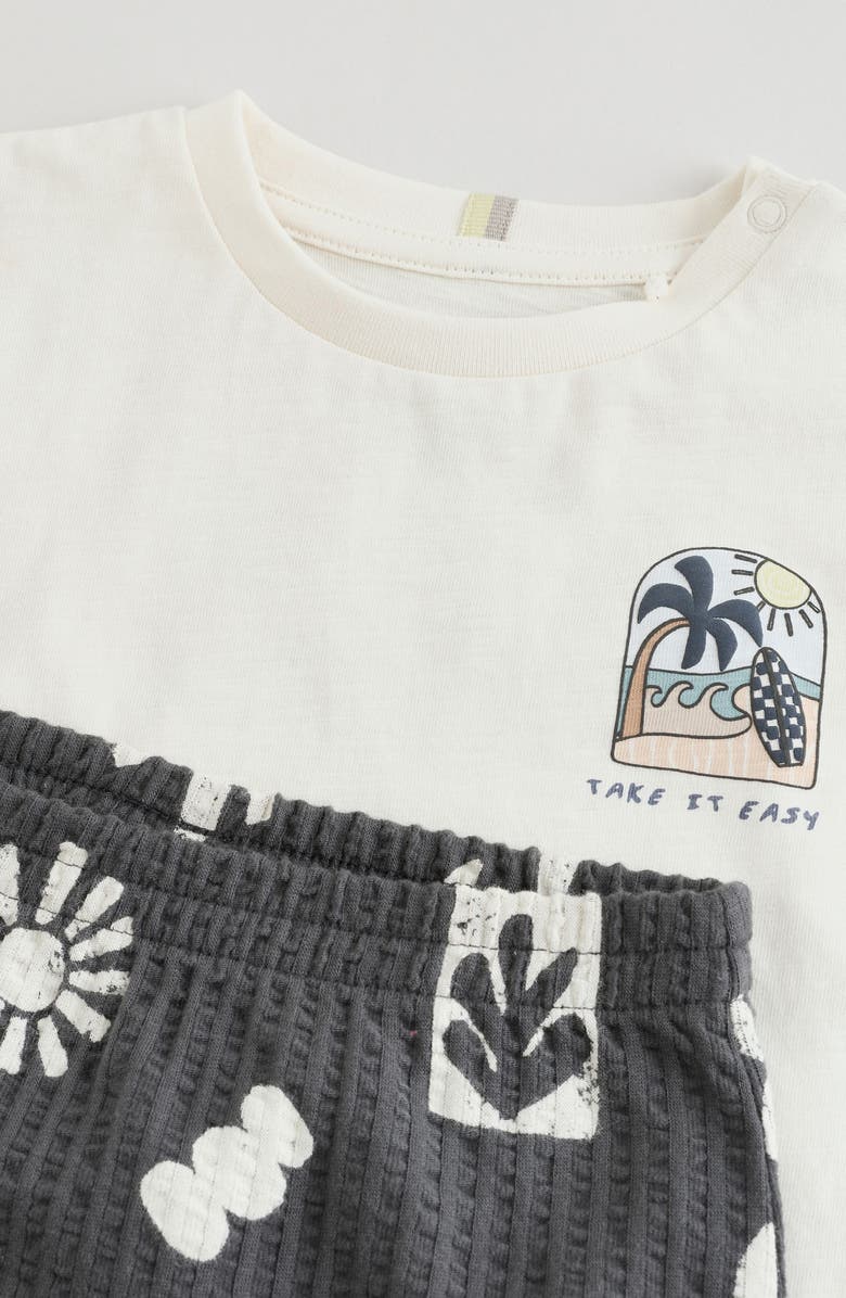NEXT Palm Graphic Cotton T-Shirt & Shorts Set, Alternate, color, Grey