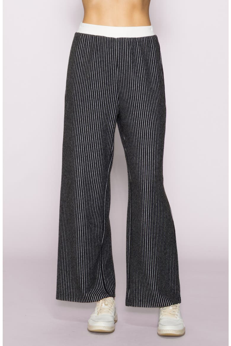 Stripe Wide Leg Knit Pants, Main, color, DARK GREY/ IVORY