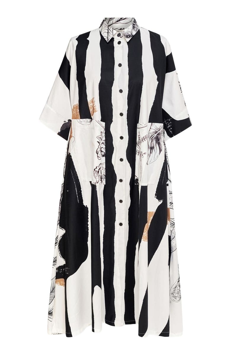 Alembika Zebra mixed print A-line maxi shirt-dress, Alternate, color, 