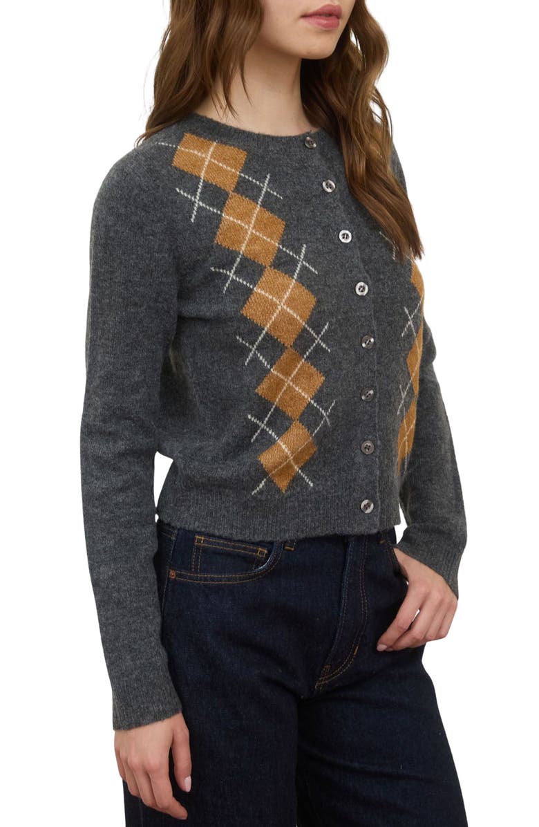 Blu Pepper Argyle Cardigan, Alternate, color, Charcoal