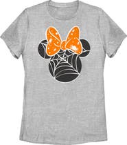 Mickey & Friends Women's Mickey & Friends Minnie Orange Bow Webs Graphic T-Shirt