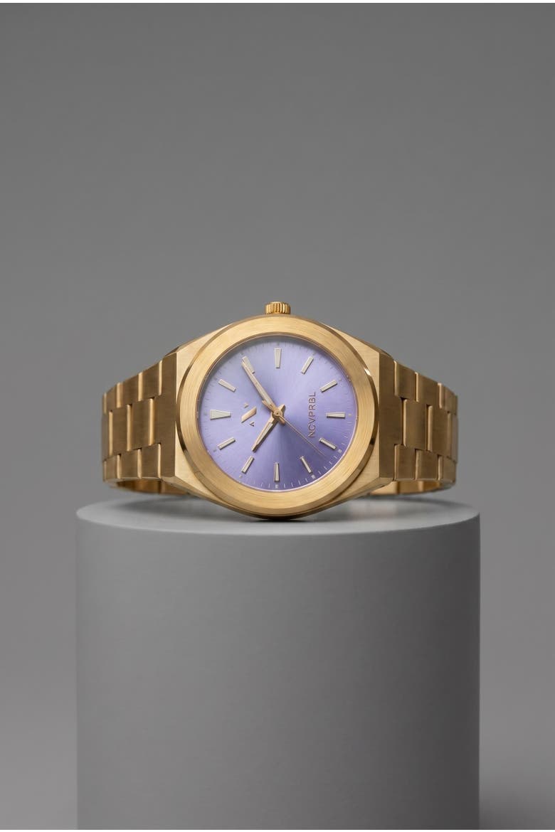 Elevate Link Peri Swiss Quartz Bracelet Link Watch, 42MM, Alternate, color, Rich Yellow Gold/ Veri Peri