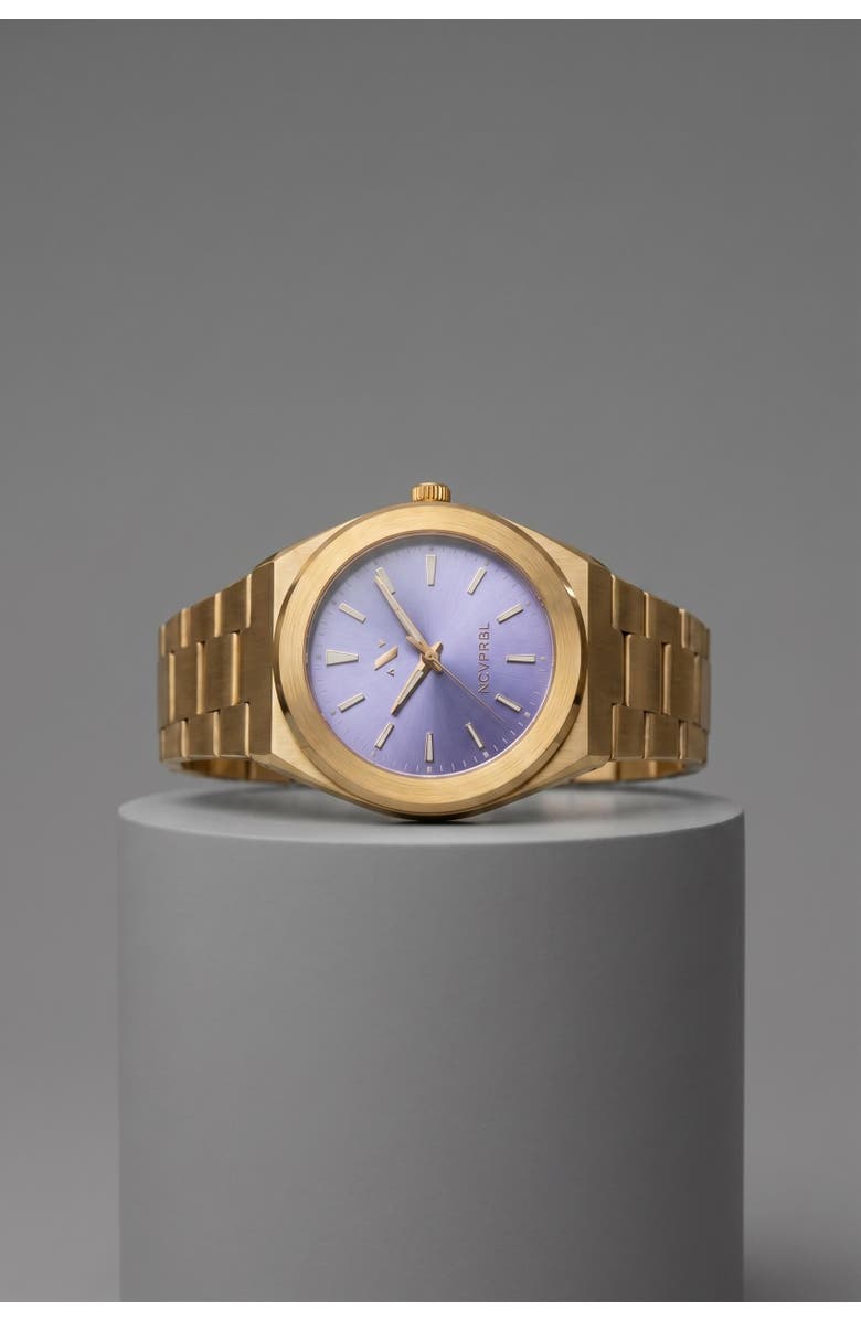 NCMPRBL Elevate Link Peri Swiss Quartz Bracelet Link Watch, 42MM, Alternate, color, Rich Yellow Gold/ Veri Peri