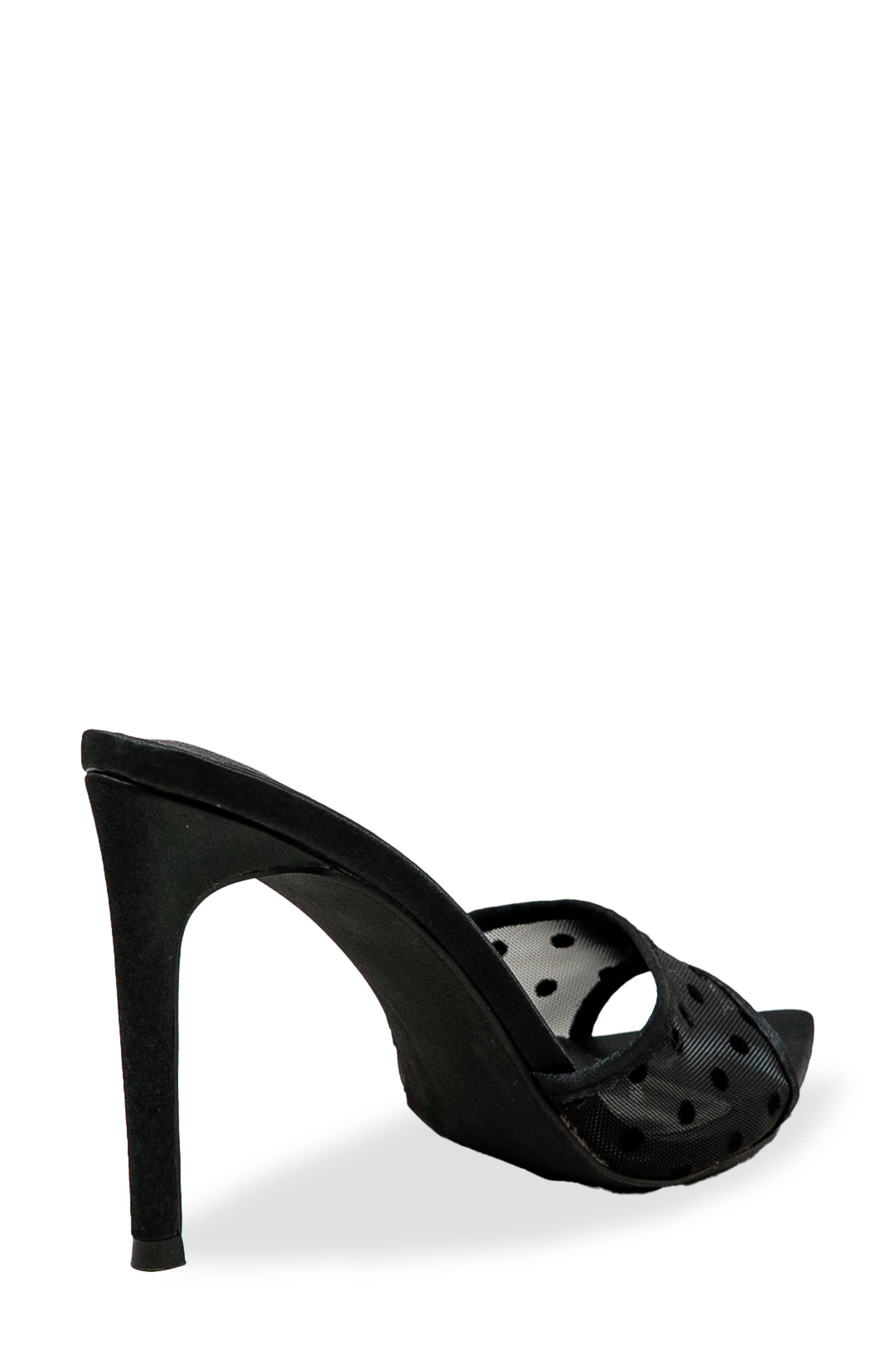 Polka Dot Mesh Slide Sandal, Alternate, color, BLACK