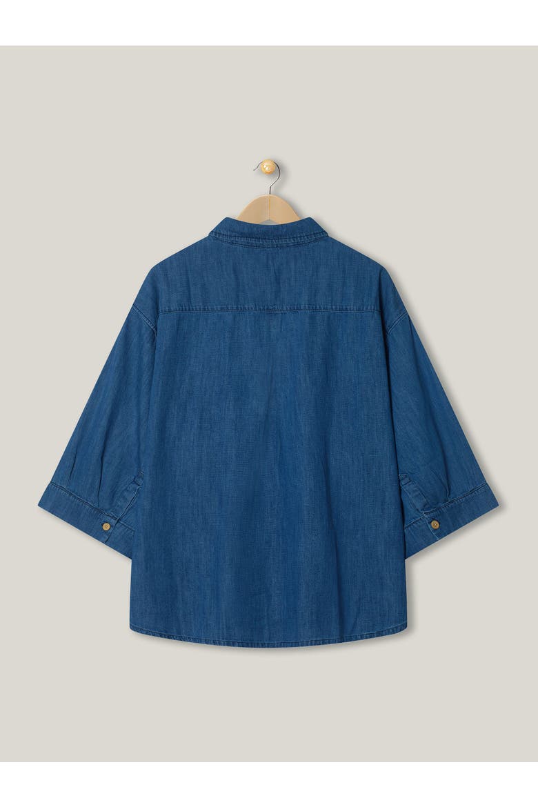The Chambray Denim Shirt Women, Alternate, color, mid denim