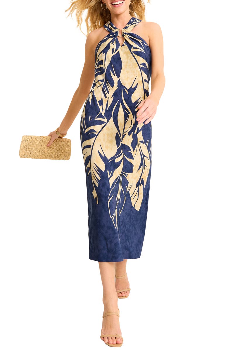 Tommy Bahama Regal Fronds Midi Dress, Main, color, Island Navy