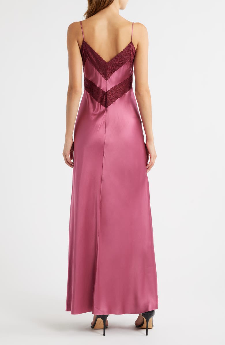 LoveShackFancy Serita Lace Silk Slipdress, Alternate, color, Deep Rose