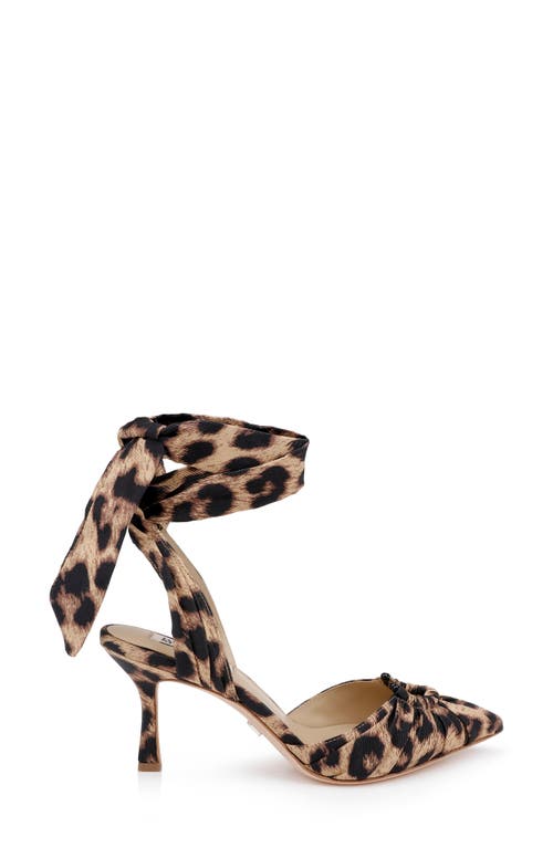 Badgley Mischka Collection Vania Ankle Wrap Pointed Toe Pump In Animal Print