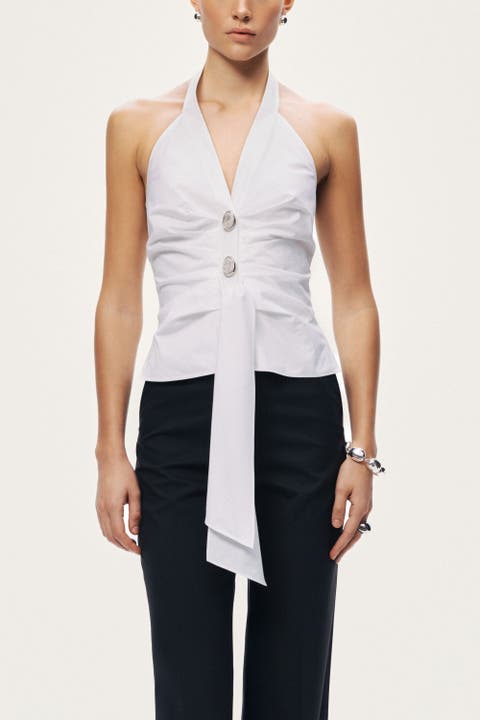 Halter Neck Tie Detail Blouse