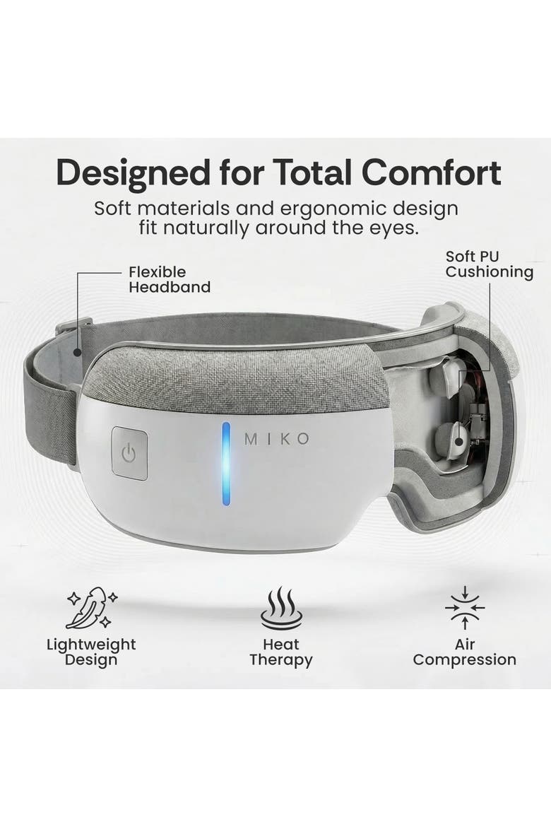 Gaze Eye Massager with Heat & Bluetooth, Alternate, color, White