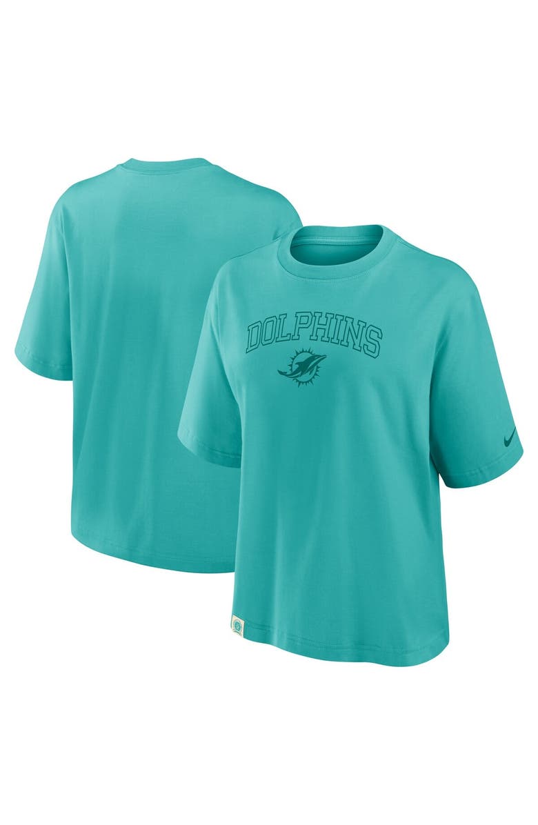 Nike Women's Nike Aqua Miami Dolphins Glory Arch Boxy T-Shirt, Main, color, Aqua