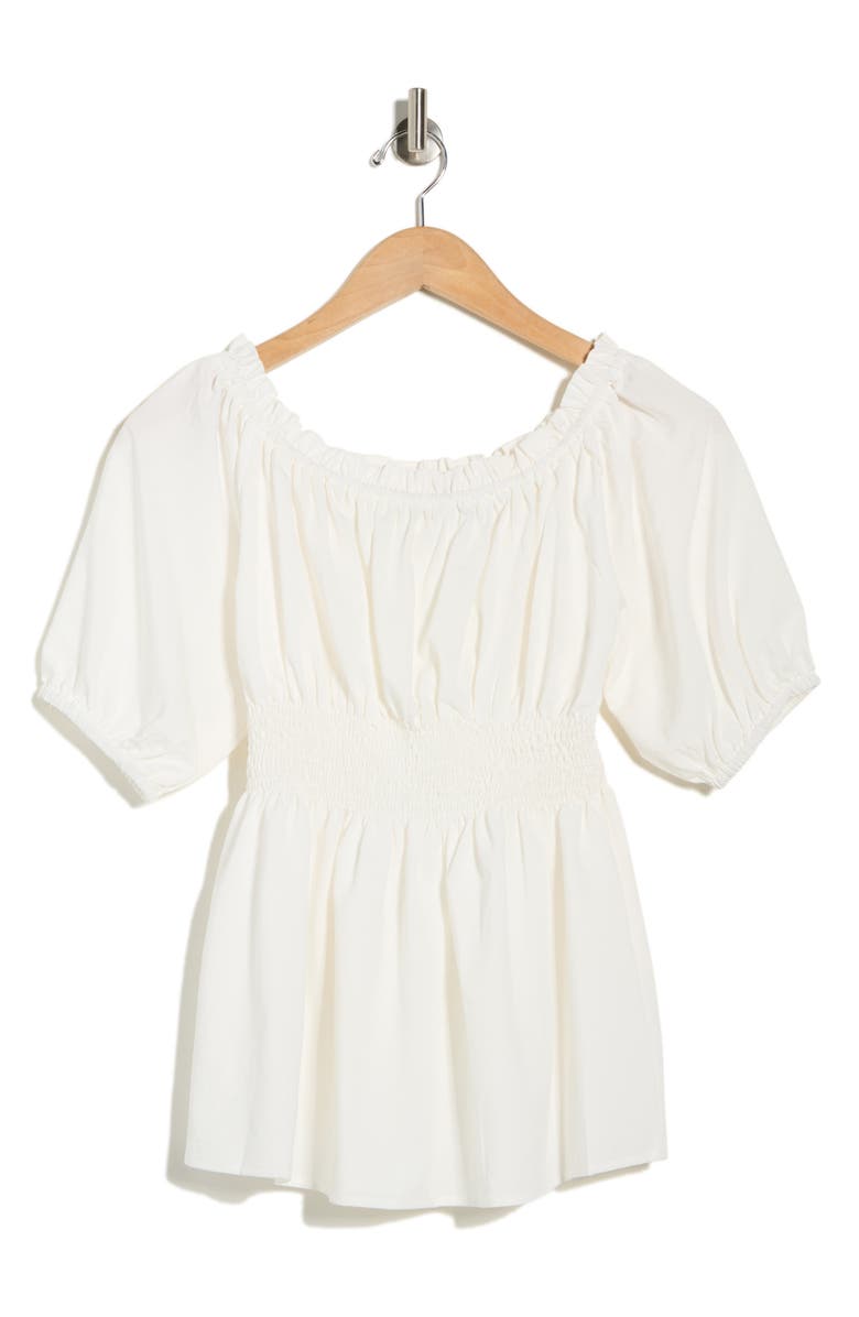 PATRIZIA LUCA Ruched Waist Cotton Top, Main, color, White