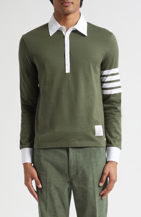 Classic Fit 4-Bar Long Sleeve Rugby Polo
