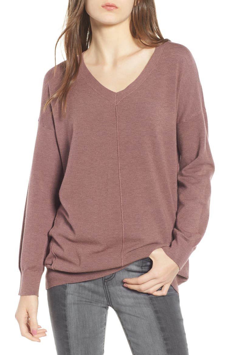Exposed Seam Sweater, Main, color, HEATHER BERRY