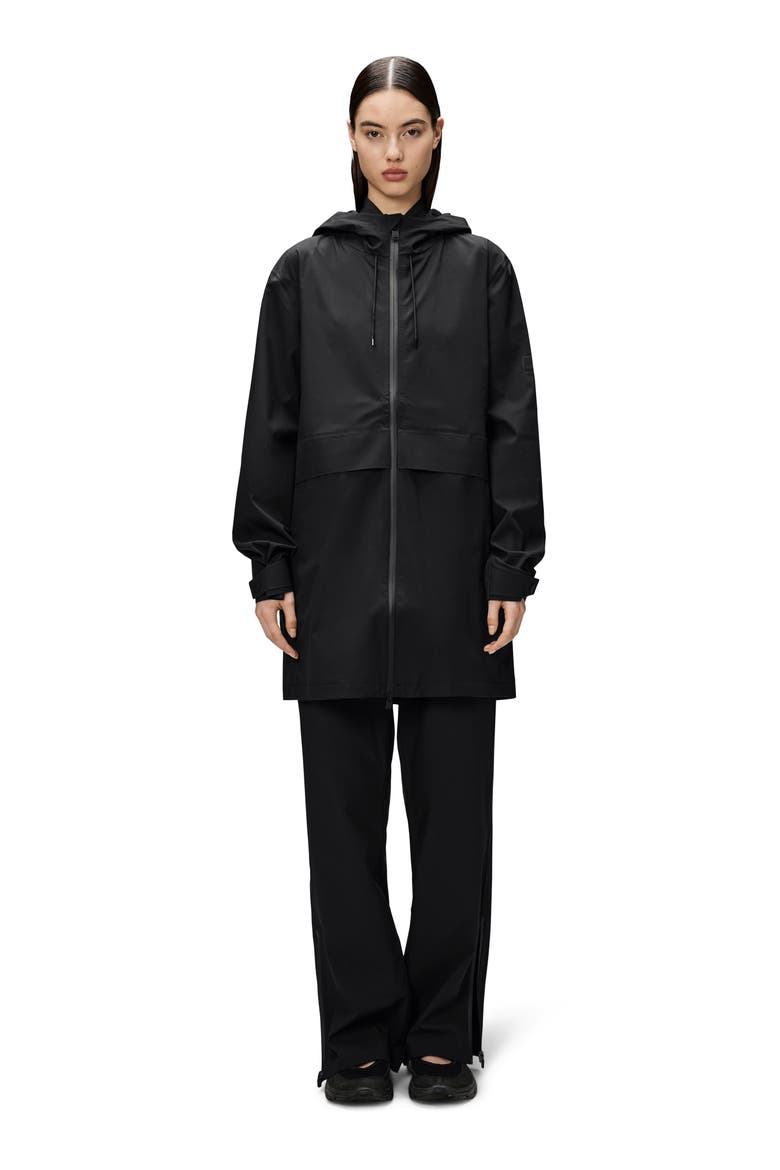 Suva Hardshell Hooded Long Rain Jacket, Alternate, color, BLACK