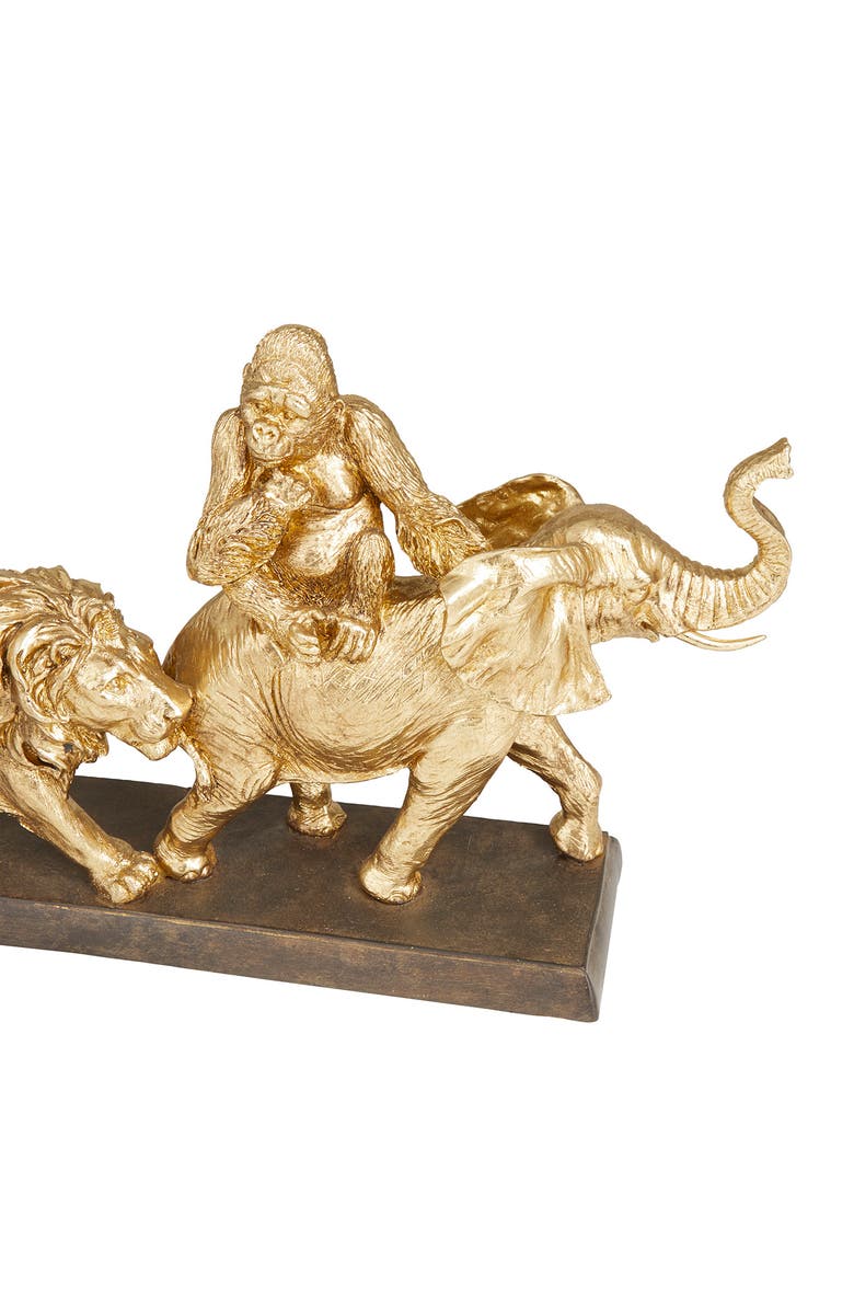 VIVIAN LUNE HOME Goldtone Polystone Safari Animal Sculpture, Alternate, color, 