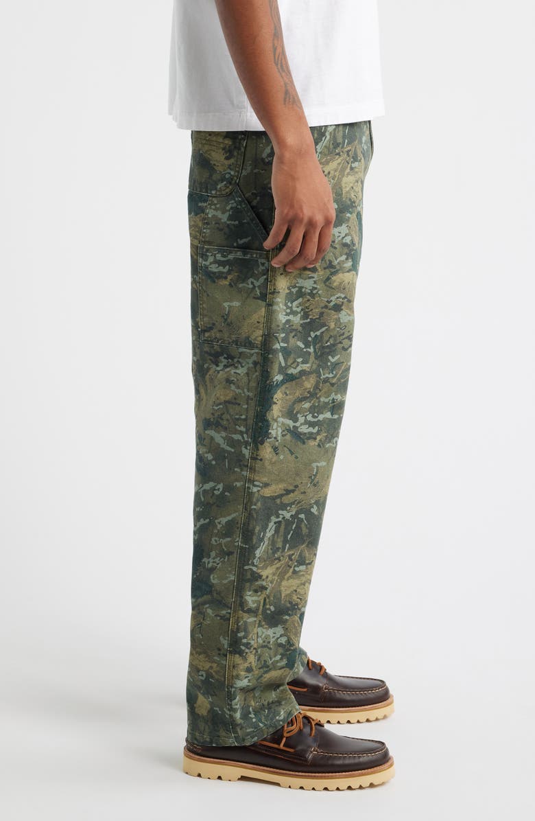 Carhartt Work In Progress Single Knee Organic Cotton Canvas Straight Leg Pants, Alternate, color, Camo Combi Green Stone Washed