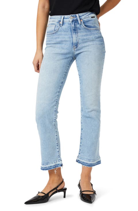 Anika High Waist Fray Hem Crop Flare Jeans