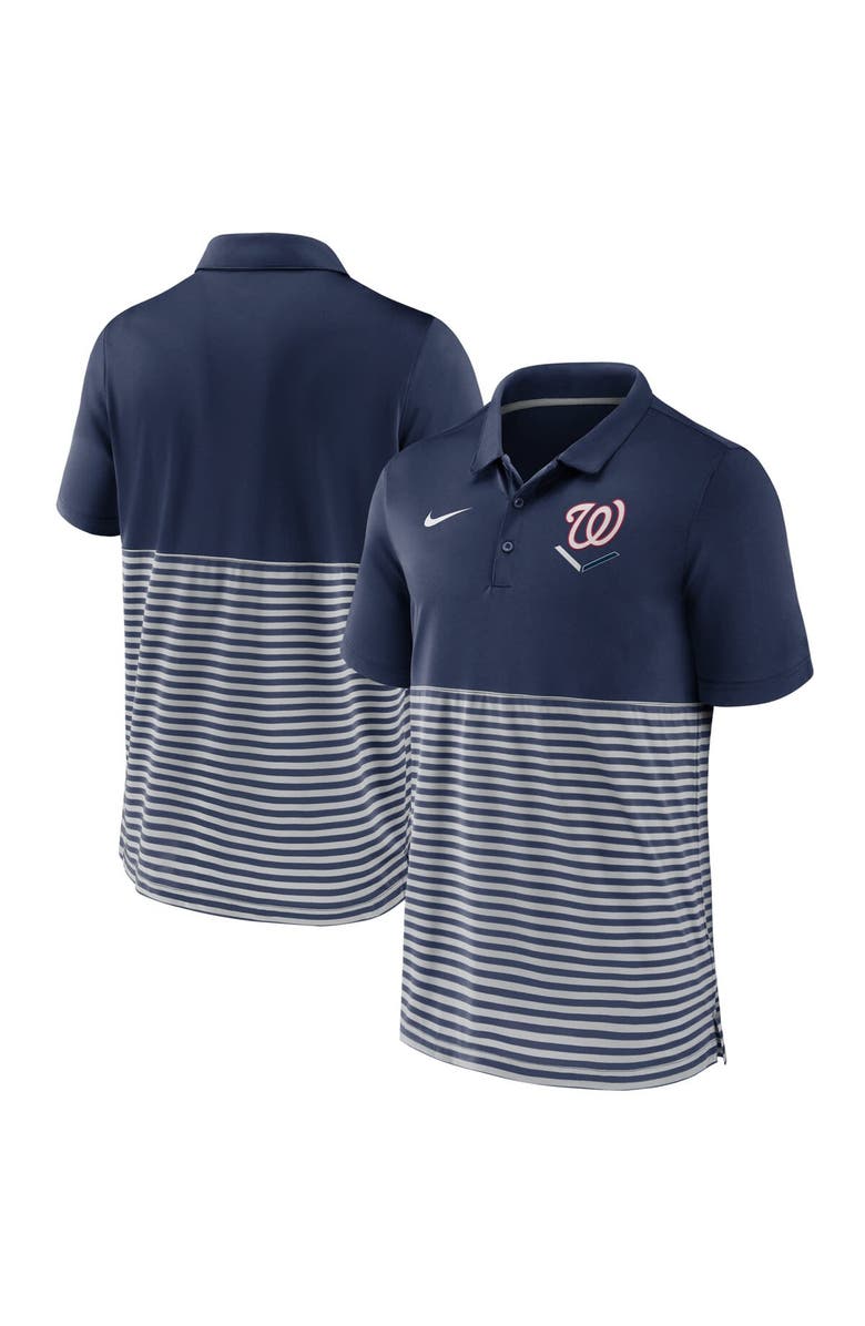 Nike Men's Nike Navy/Gray Washington Nationals Home Plate Striped Polo, Main, color,