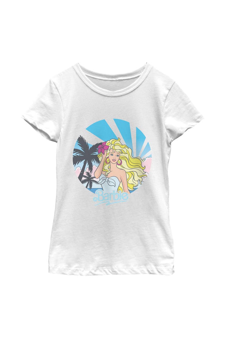 Girls' Retro Tropical Portrait T-Shirt, Main, color, White