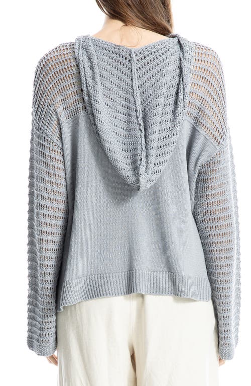 Max Studio Pointelle Hooded Sweater In Slate