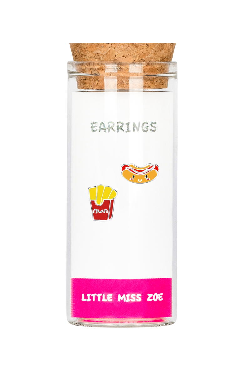 Kids' Sterling Silver Fair Food Stud Earrings in Gift Bottle, Main, color, Red