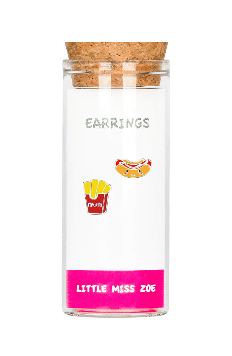 Little Miss Zoe Fries/Hot Dog Stud Earrings, Main, color, Red