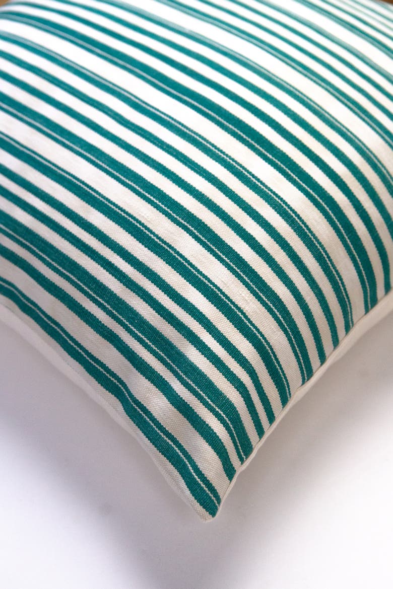 Vintage Handwoven Cotton Alma Pillow, Alternate, color, Jade Green and Ivory