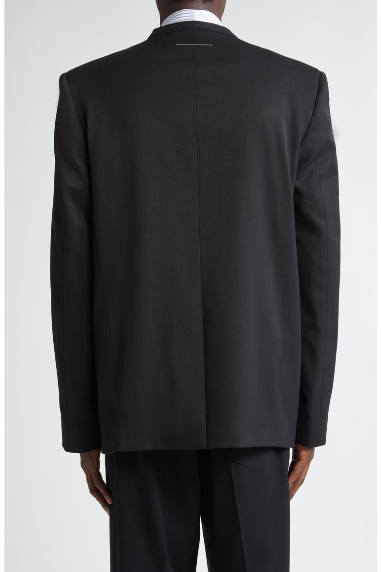 Collarless Raw Edge Suit Jacket, Alternate, color, BLACK
