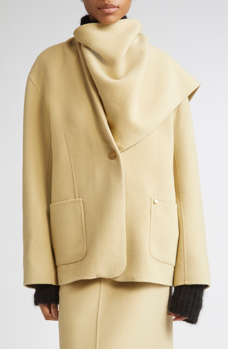 EENK Wool & Cashmere Jacket with Scarf Detail, Main, color, Mustard Wool Blend