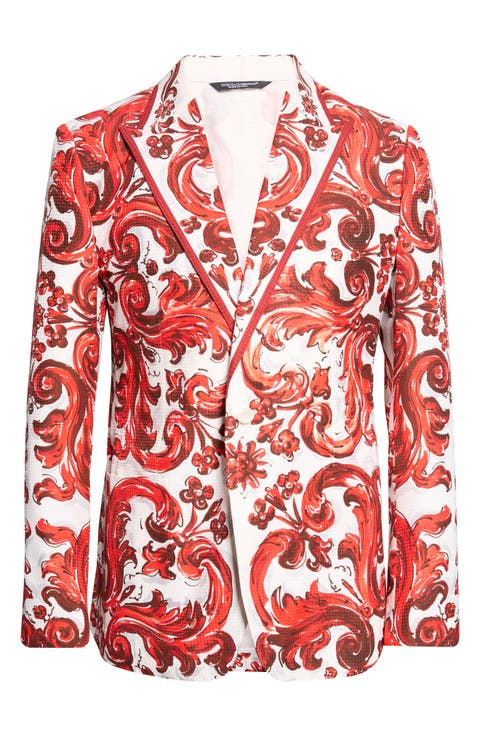 Majolica Print Cotton & Silk Jacquard Jacket