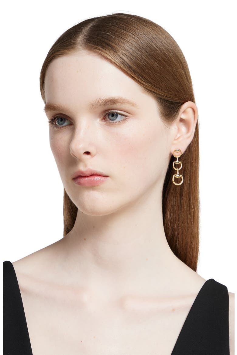 18K Gold Horsebit Drop Earrings, Alternate, color, YELLOW GOLD