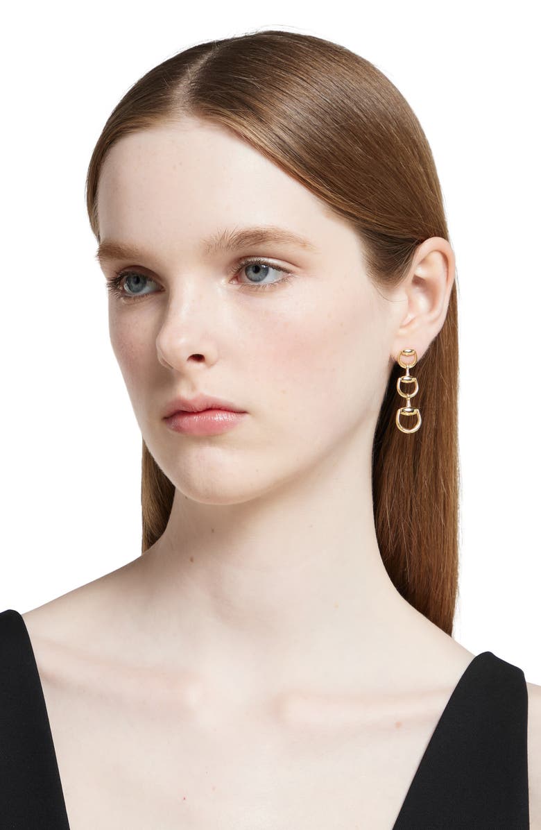 Gucci 18K Gold Horsebit Drop Earrings, Alternate, color, Yellow Gold