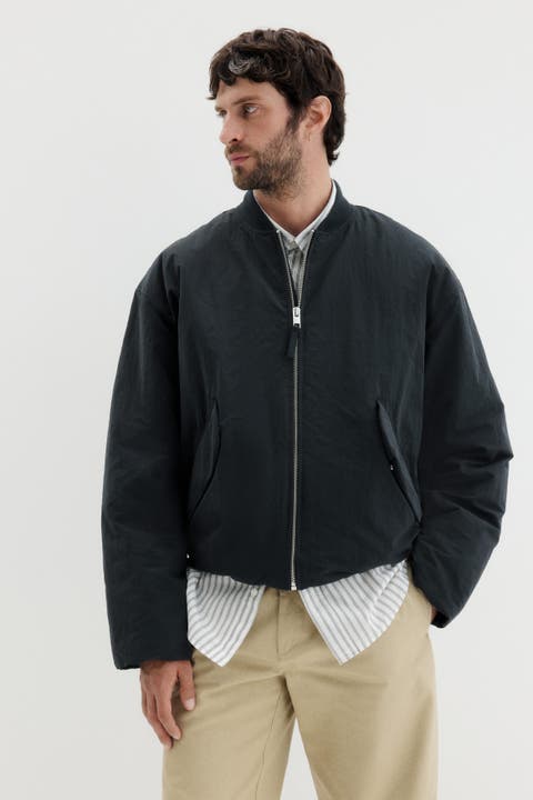 Loose Fit Nylon Bomber Jacket