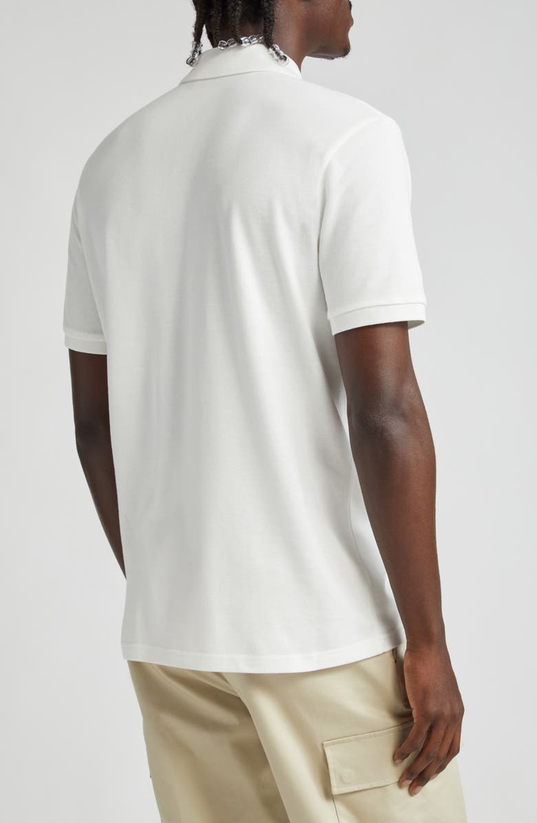 Moncler Leather Logo Patch Cotton Piqué Polo, Alternate, color, 