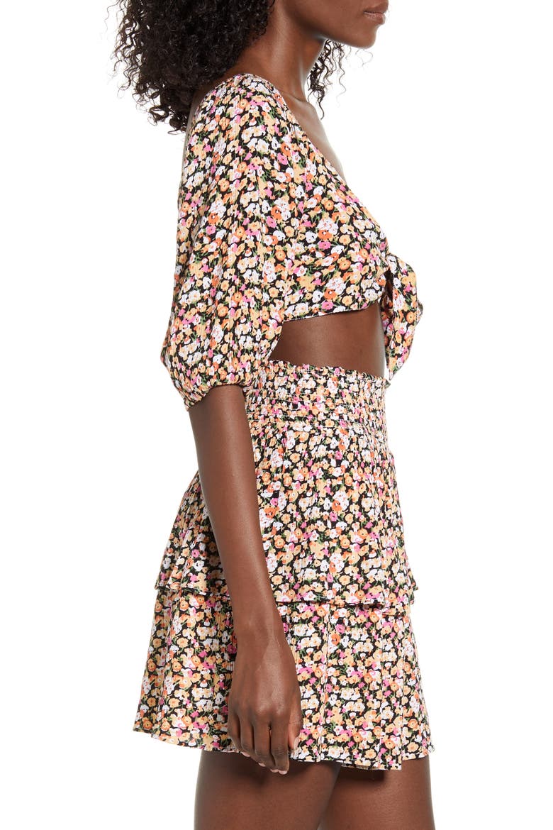 Good Girls Tie Front Crop Top, Alternate, color, MULTI