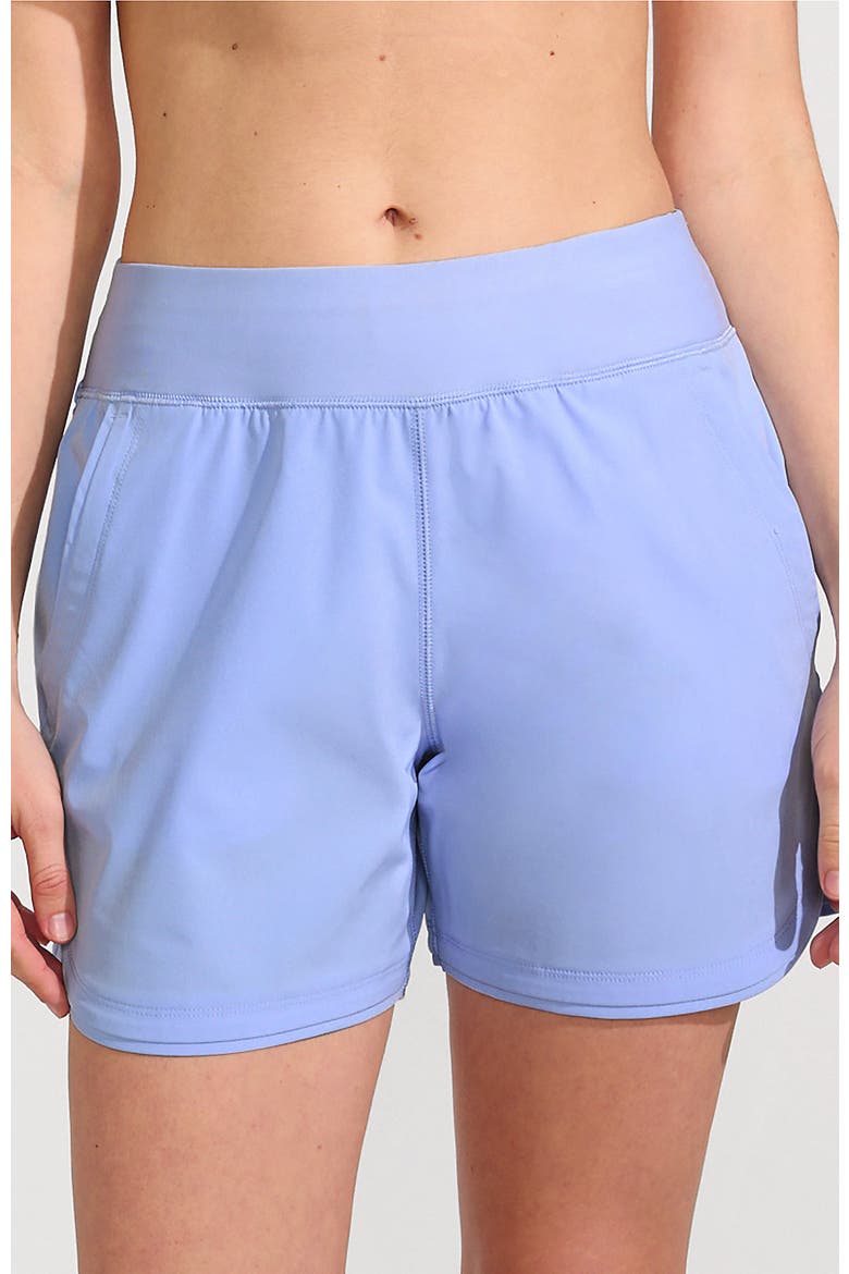 5" Quick Dry Elastic Waist Board Shorts Swim Cover-up Shorts with Panty, Alternate, color, Soft Cloud Blue