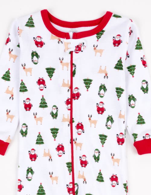 Leveret Footed Printed Cotton Pajamas, Animal, Holiday & Fun Prints In White