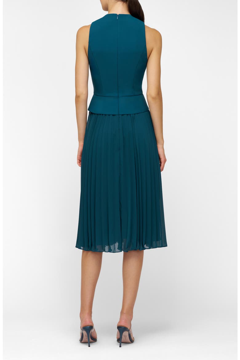 Orella Pleated Mixed Media Cocktail Dress, Alternate, color, INK