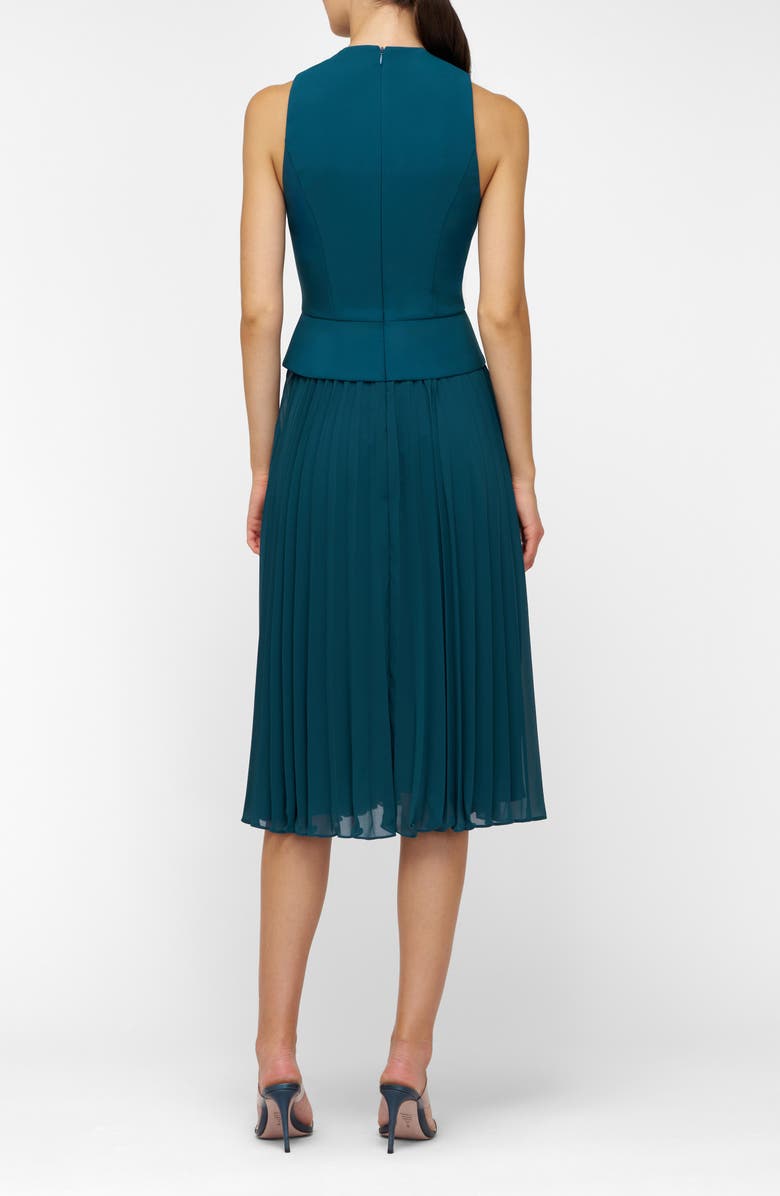 Kay Unger Orella Pleated Mixed Media Cocktail Dress, Alternate, color, Ink