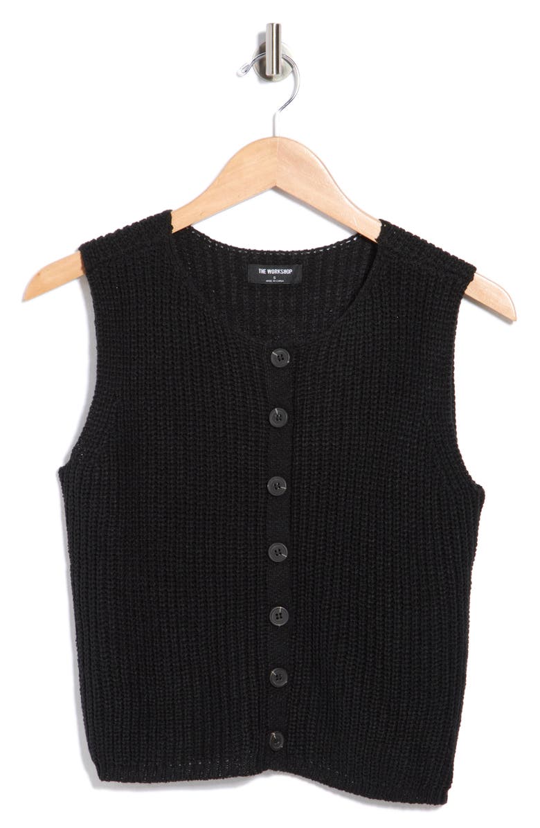 Blu Pepper Button-Up Sweater Tank, Main, color, Black