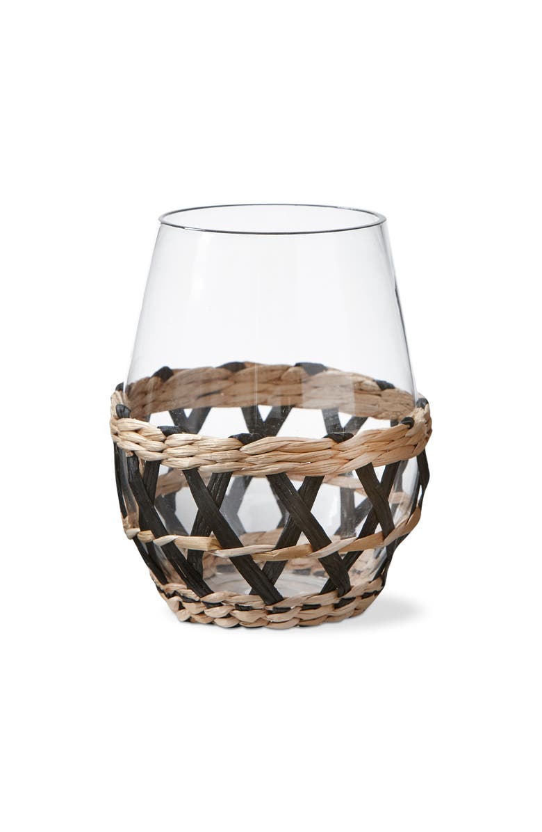 tag Island Clear Glass with Black Straw Sleeve Dishwasher Safe, Main, color, Black