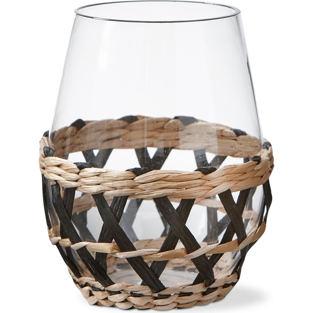 Tag Island Clear Glass With Black Straw Sleeve Dishwasher Safe In Multi