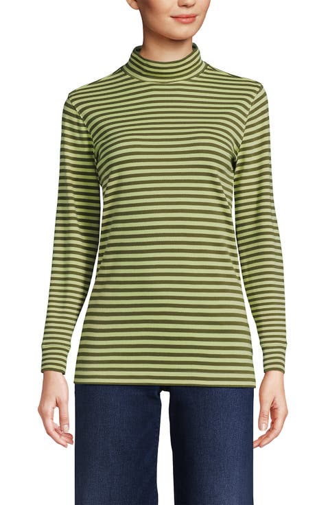 Relaxed Cotton Long Sleeve Mock Turtleneck