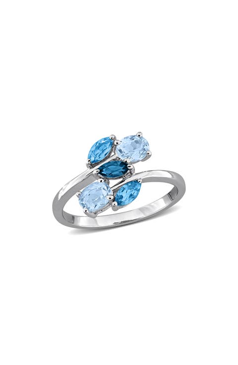 Blue Topaz Cluster Ring