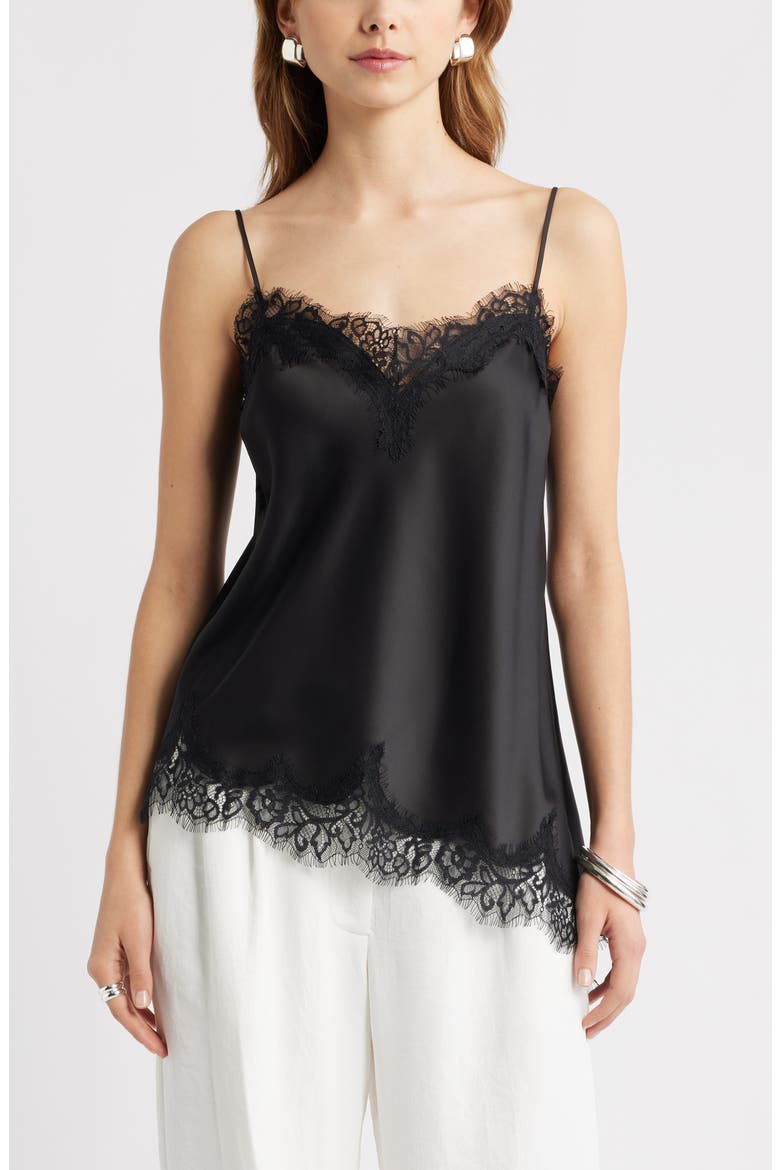 Open Edit Lace Trim Satin Camisole (Women) | Nordstrom
