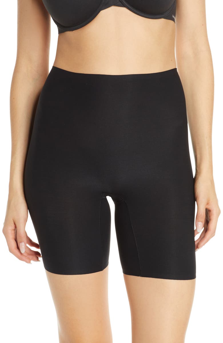 Chantelle Lingerie Soft Stretch Seamless High Waist Mid-Thigh Shorts, Main, color, Black