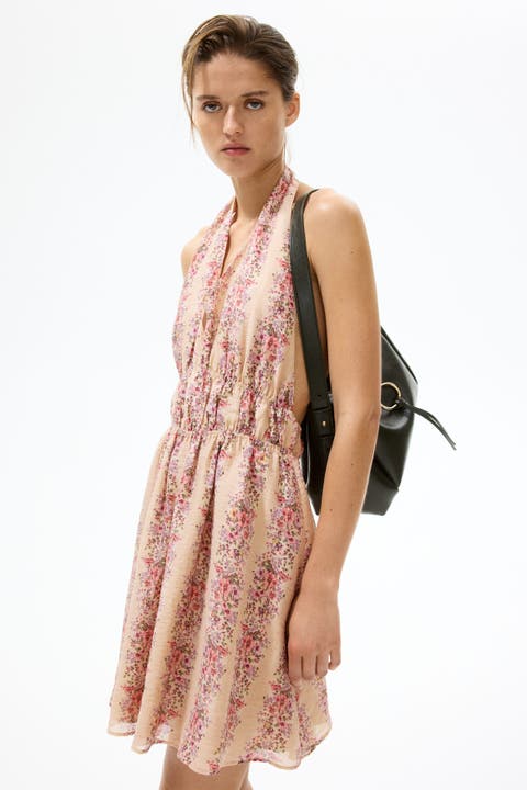 Flared-skirt Halterneck Dress