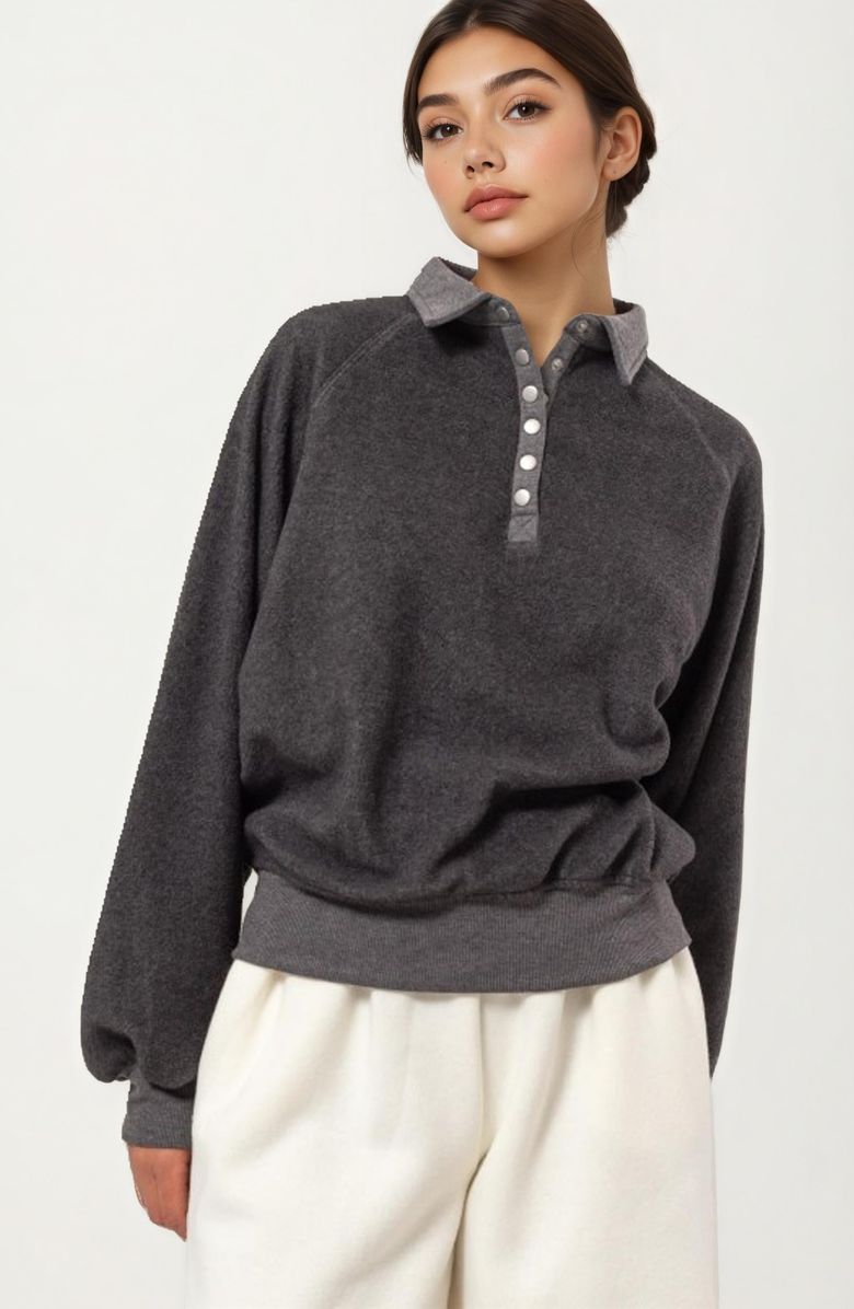 Knit and Lounge Long Sleeve Collared Pullover Sweater, Alternate, color, 